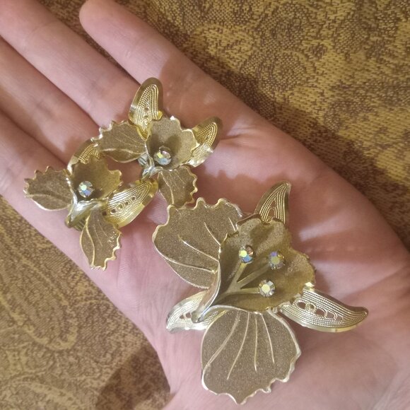 Antique  art noveau Pinchbeck  Sugared Enamelled brooch w/matching earrings-SET - Picture 2 of 13